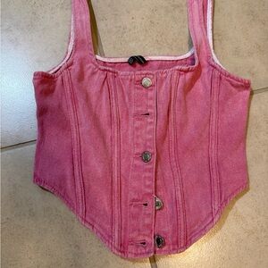 Pink Denim Button-Up Women's Top